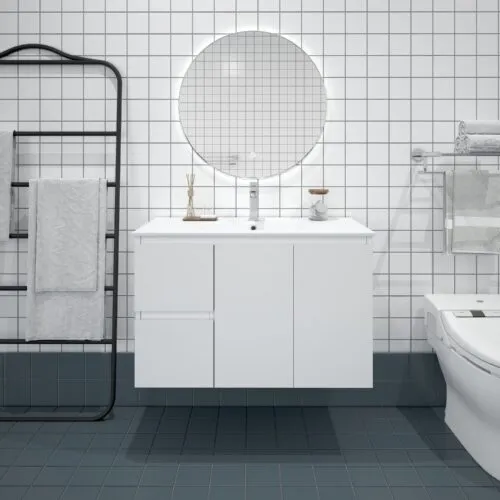 BIANCA 900mm MDF Wall-Hung Vanity (LHD)