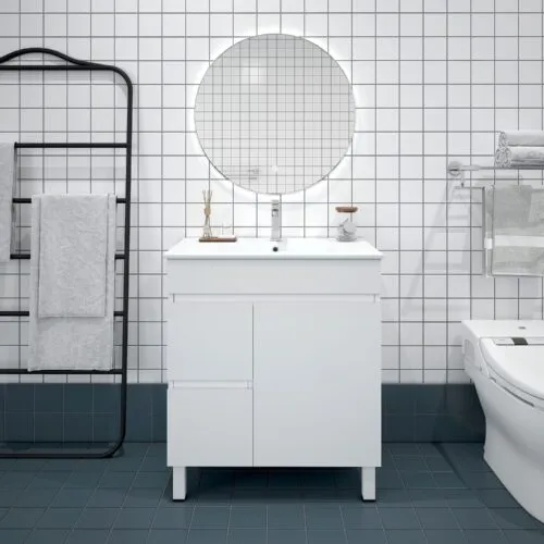 BIANCA 750mm PVC Slim Freestanding Vanity (LHD)