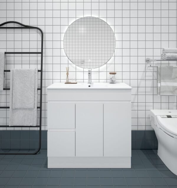 BIANCA 900mm PVC Freestanding Vanity (LHD) - Image 3