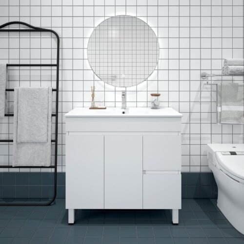 BIANCA 900mm PVC Slim Freestanding Vanity (RHD)