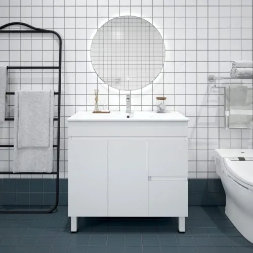 BIANCA 900mm PVC Slim Freestanding Vanity (RHD)