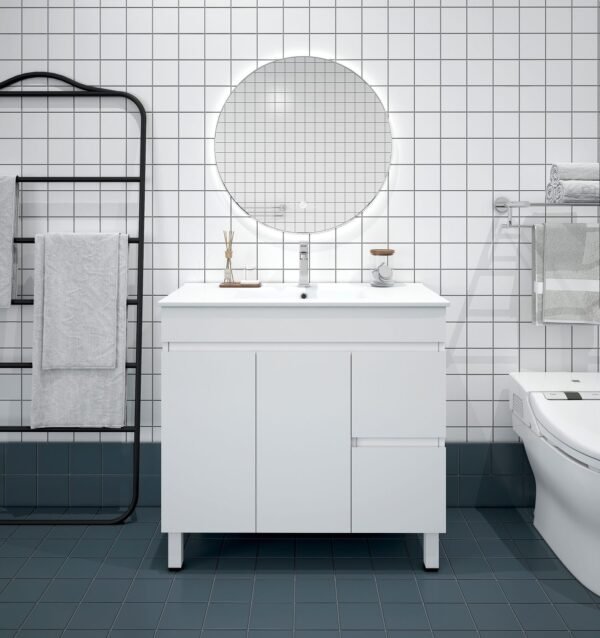 BIANCA 900mm PVC Slim Freestanding Vanity (RHD)