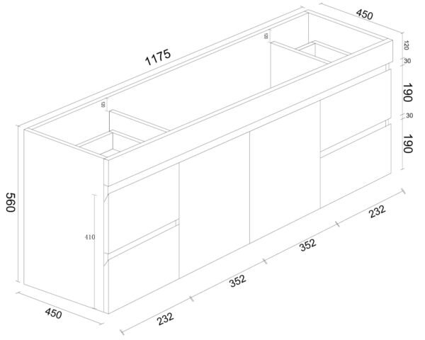 BIANCA 1200mm PVC Wall-Hung Vanity - Image 3