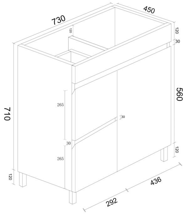 BIANCA 750mm PVC Freestanding Vanity (LHD) - Image 5
