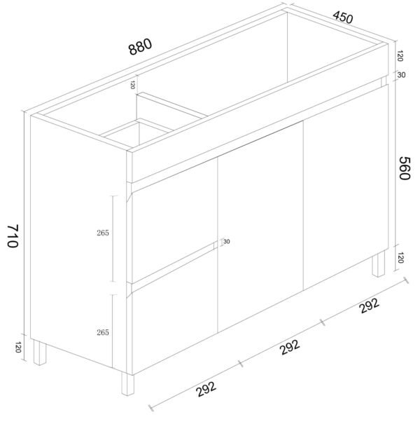 BIANCA 900mm PVC Freestanding Vanity (LHD) - Image 5