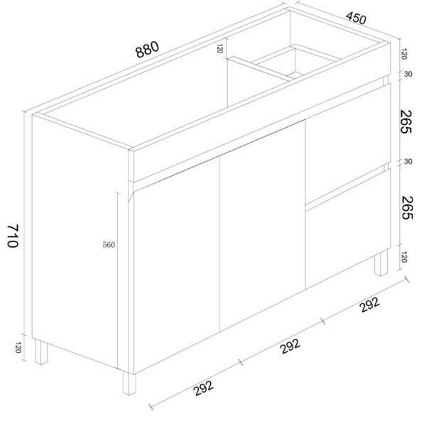 BIANCA 900mm PVC Freestanding Vanity (RHD) - Image 5