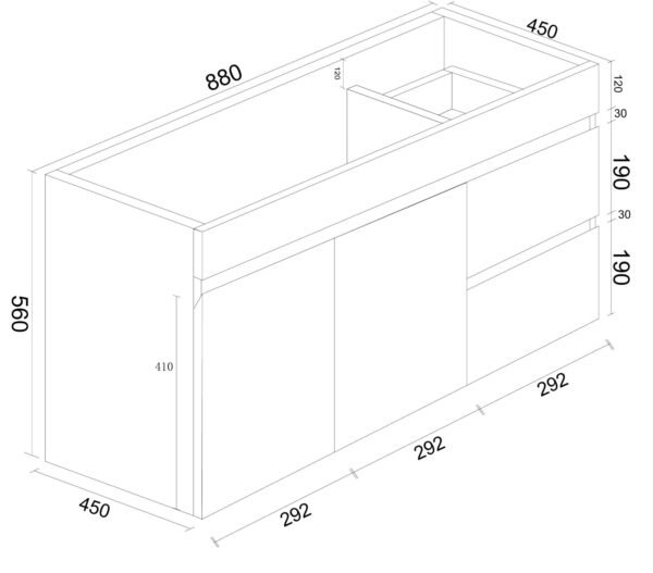 BIANCA 900mm PVC Wall-Hung Vanity (RHD) - Image 3