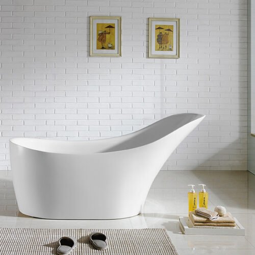 Bevel Free Standing Bathtub Gloss White