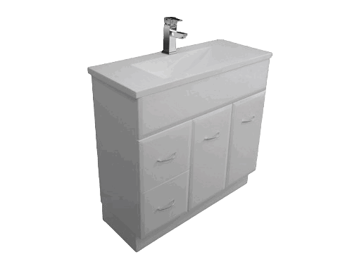 Deco Slim 900mm Vanity w POLYMARBLE TOP & LH Drawer