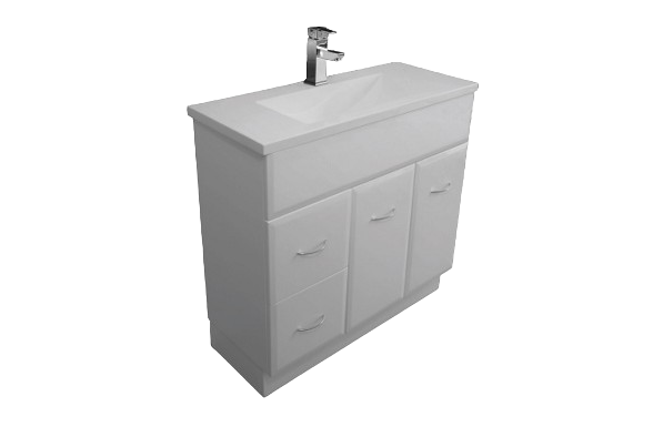 Deco Slim 900mm Vanity w POLYMARBLE TOP & LH Drawer