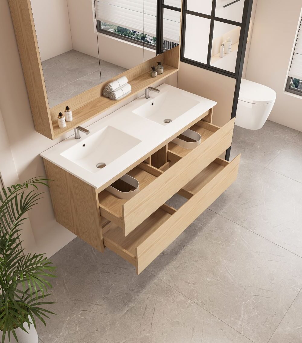 HERA 1200mm Wall-Hung Vanity - Tas Oak - Image 3