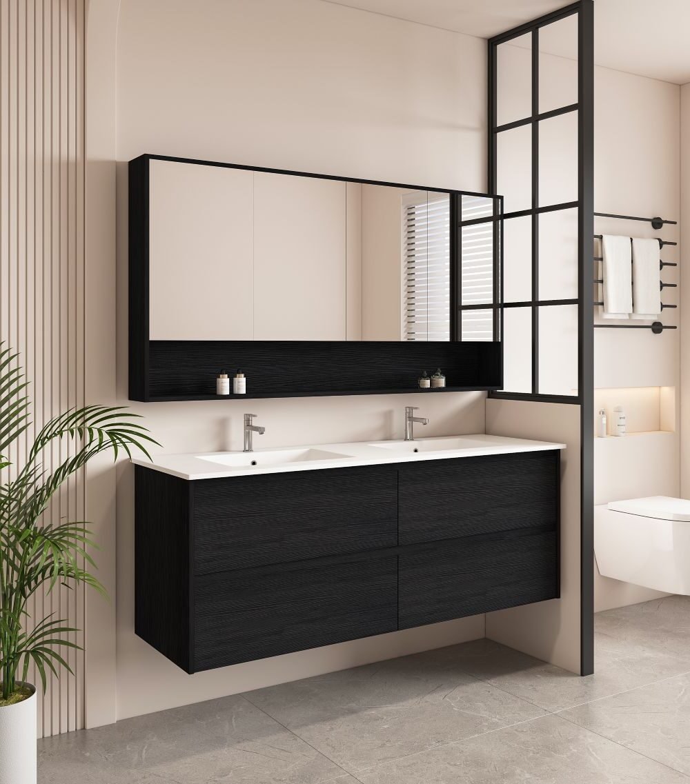 HERA 1500mm Wall-Hung Vanity - Black Oak - Image 2