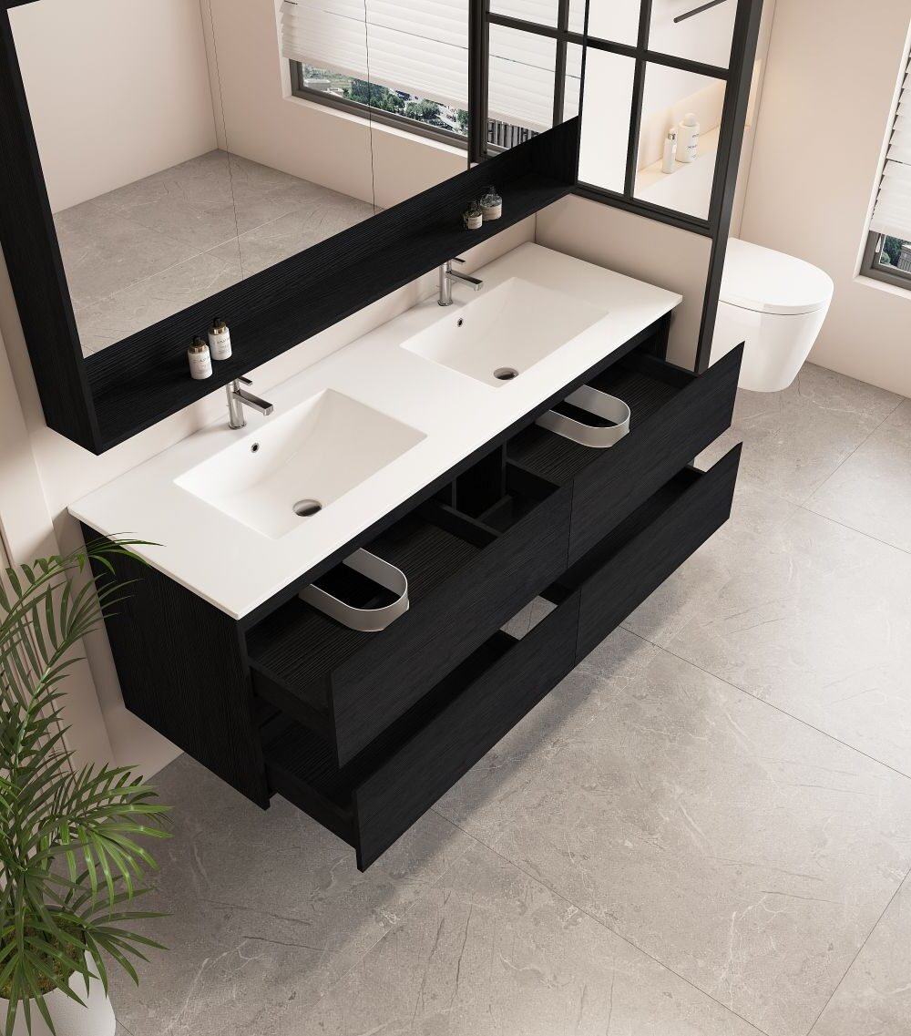 HERA 1500mm Wall-Hung Vanity - Black Oak - Image 3