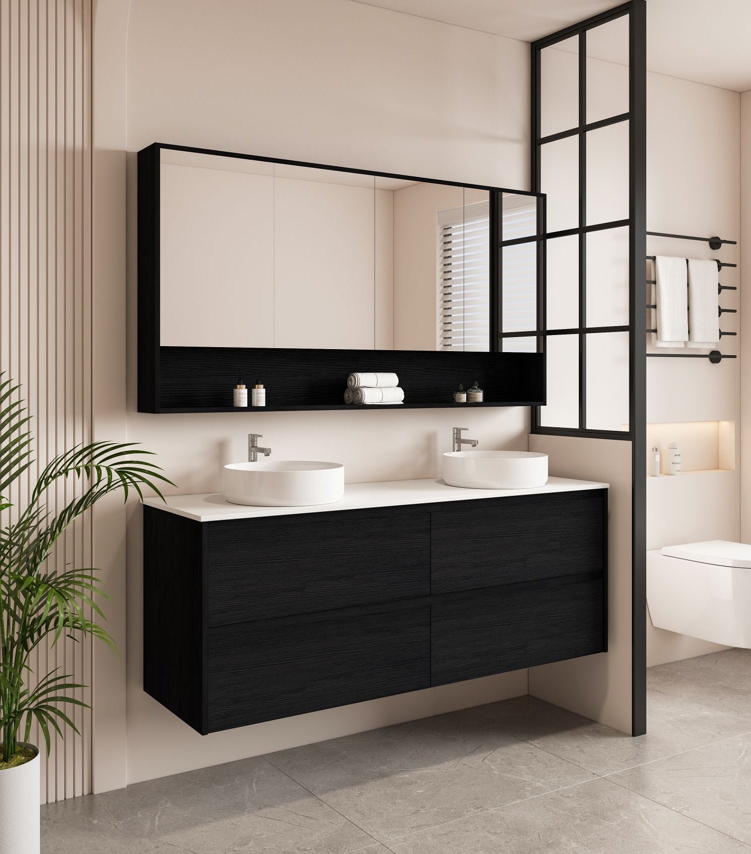 HERA 1500mm Wall-Hung Vanity - Black Oak - Image 8