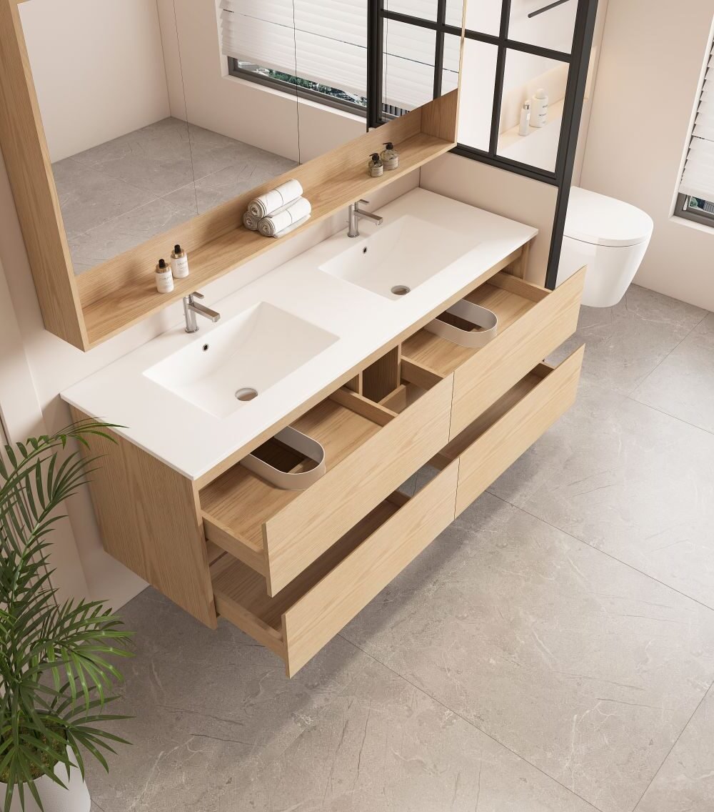 HERA 1500mm Wall-Hung Vanity - Tas Oak - Image 3