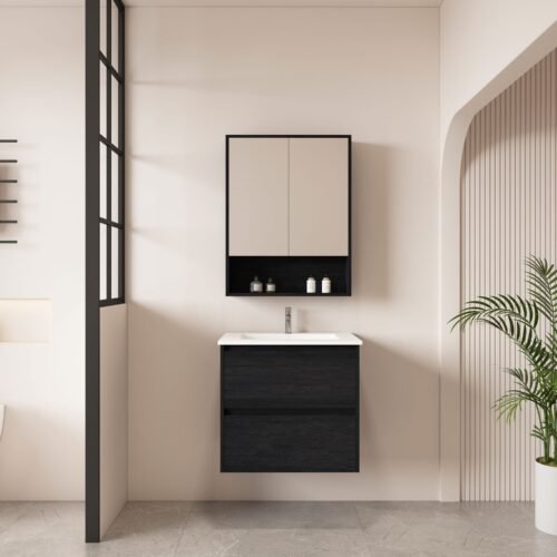 HERA 600mm Wall-Hung Vanity - Black Oak
