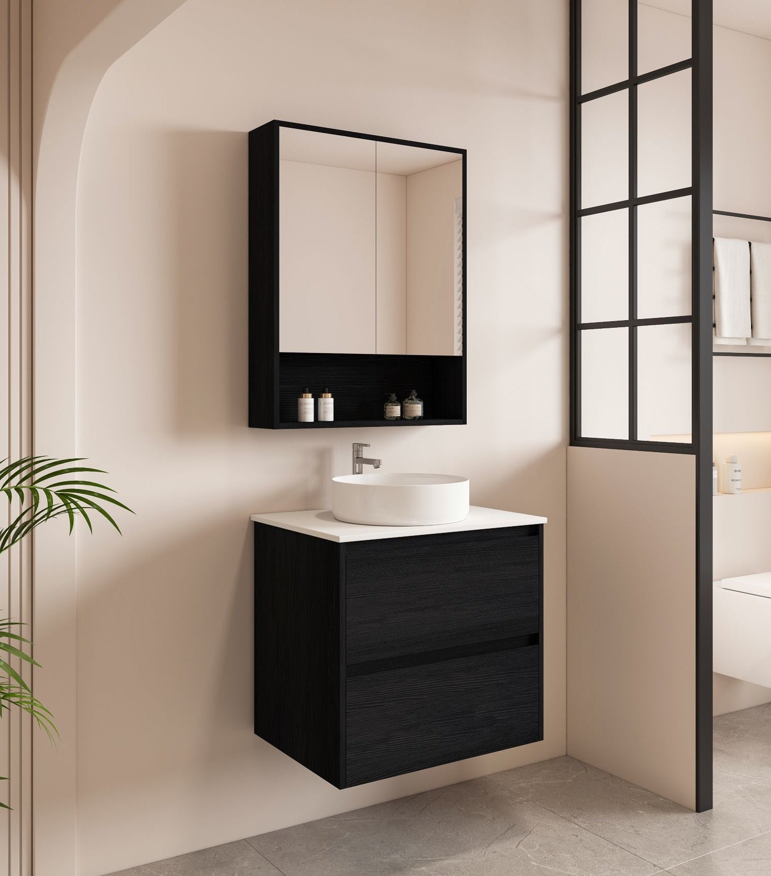 HERA 600mm Wall-Hung Vanity - Black Oak - Image 7