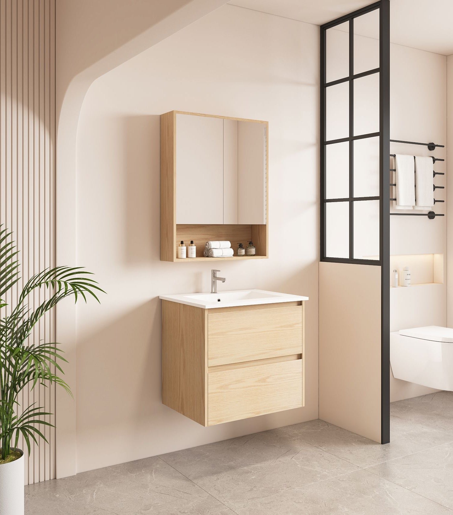 HERA 600mm Wall-Hung Vanity - Tas Oak - Image 2