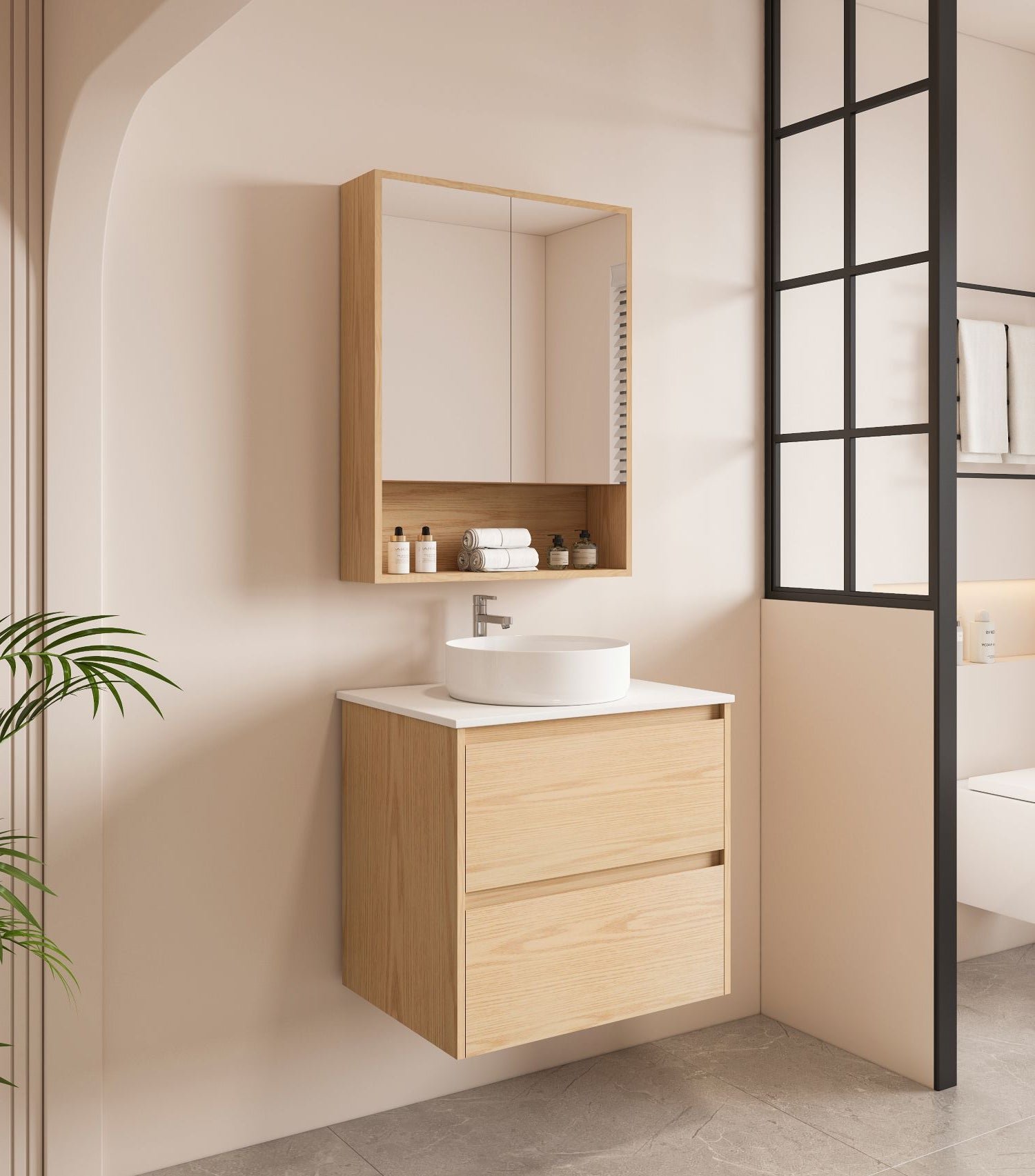 HERA 600mm Wall-Hung Vanity - Tas Oak - Image 7