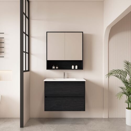 HERA 750mm Wall-Hung Vanity - Black Oak