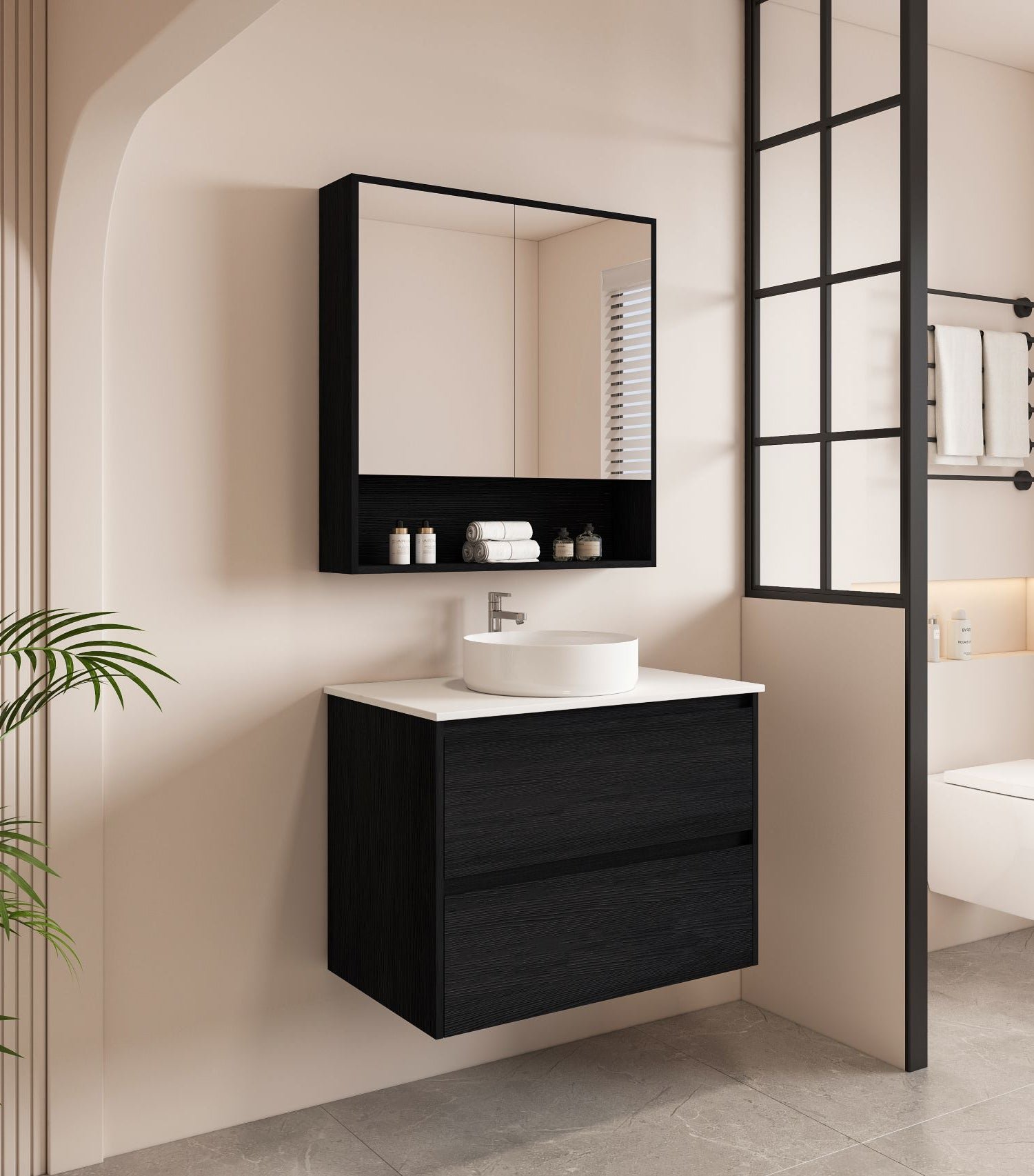 HERA 750mm Wall-Hung Vanity - Black Oak - Image 7
