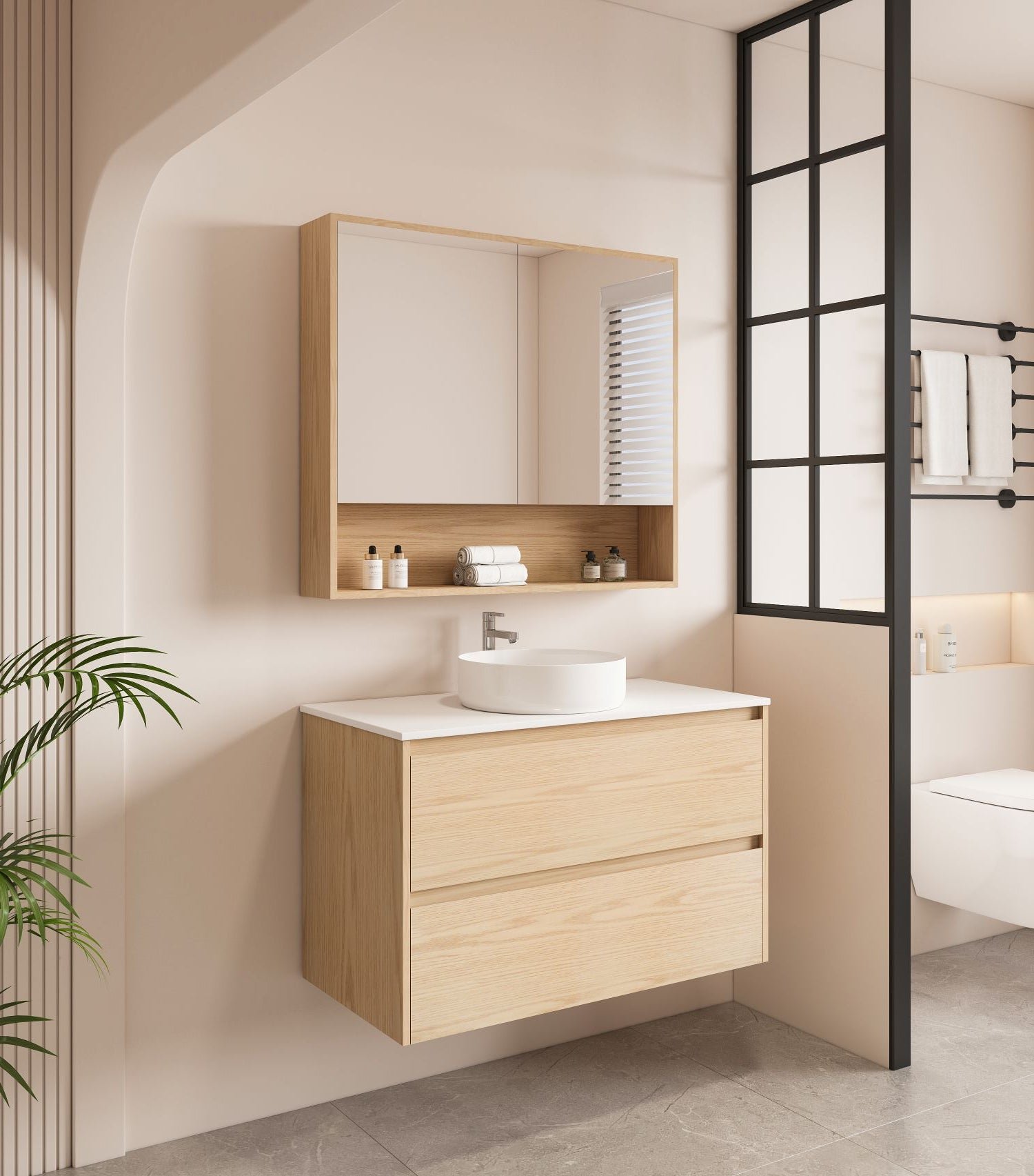 HERA 900mm Wall-Hung Vanity - Tas Oak - Image 7