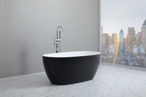 Stella Free Standing Bathtub Matte White & Black - Image 2