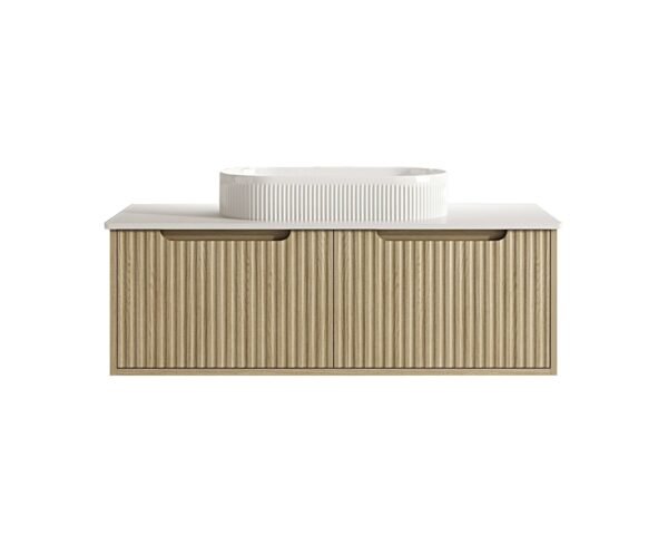 Fluted Rhea 1200mm Wall-Hung Cabinet - Natural Oak - Image 4