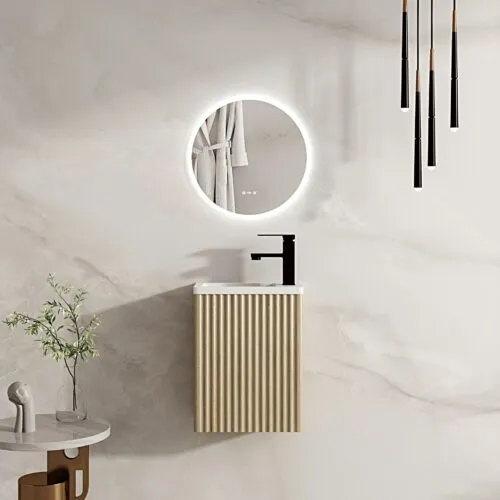 Fluted Rhea 400mm Wall-Hung Cabinet - Natural Oak