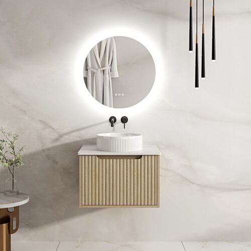 Fluted Rhea 600mm Freestanding Cabinet - Natural Oak