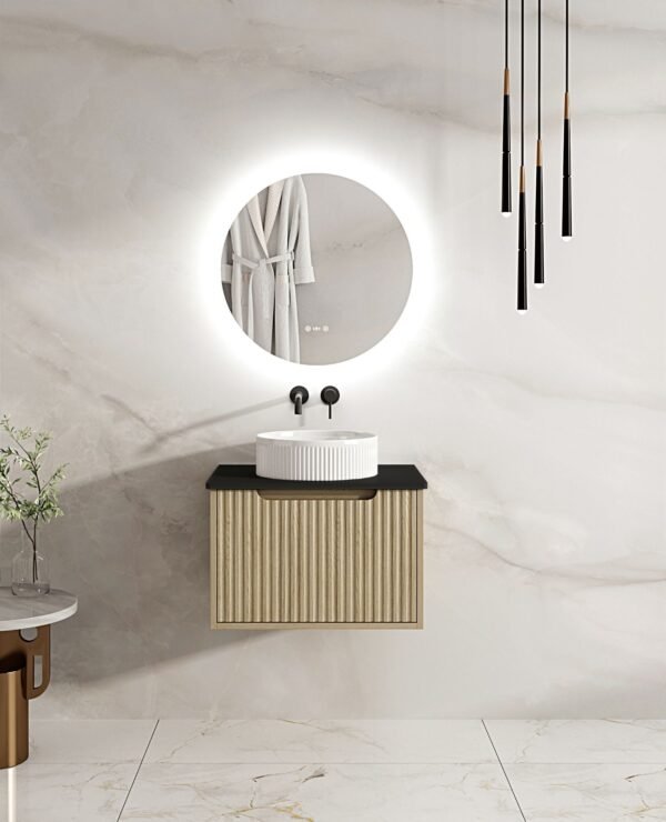 Fluted Rhea 600mm Freestanding Cabinet - Natural Oak - Image 12