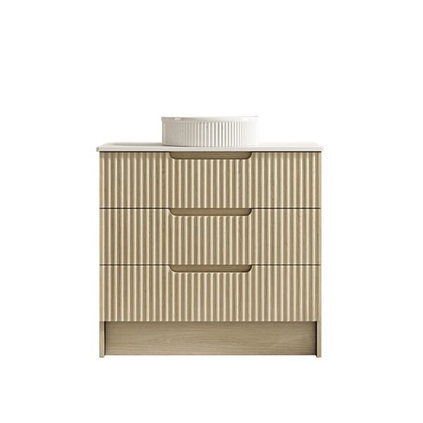 Fluted Rhea 900mm Freestanding Cabinet - Natural Oak - Image 4