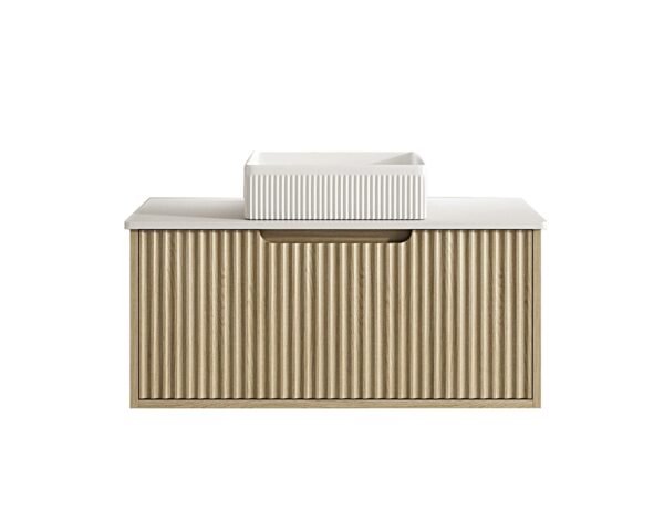 Fluted Rhea 900mm Wall-Hung Cabinet - Natural Oak - Image 4