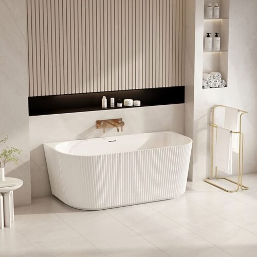 Rose Fluted Back-to-Wall Bathtub - Matt White