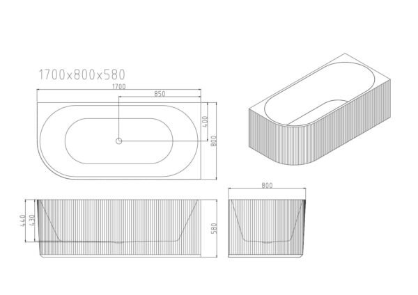 Rose V-Groove Corner Bathtub - Matt White - Image 10