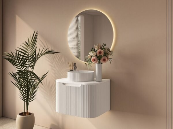 Rome 600mm Wall-Hung Cabinet - Matt White - Image 2