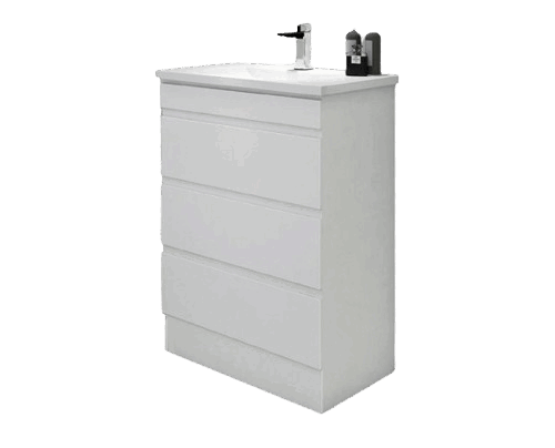 Saturn Slim 600mm POLYMARBLE TOP Finger Pull Vanity