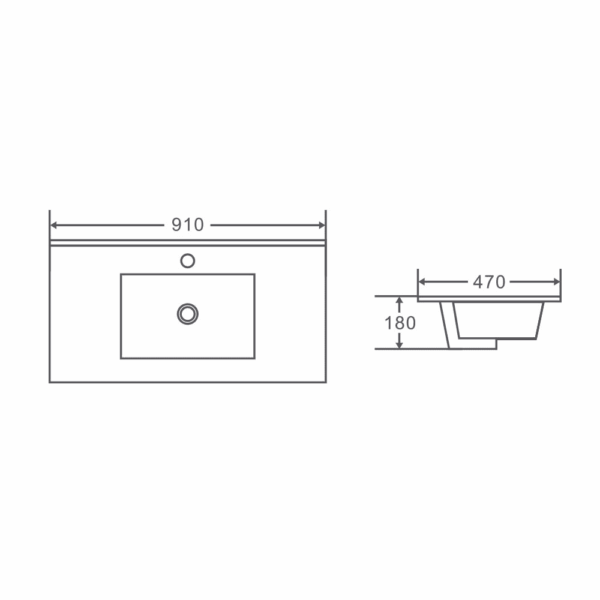 BIANCA 900mm PVC Freestanding Vanity (LHD) - Image 6