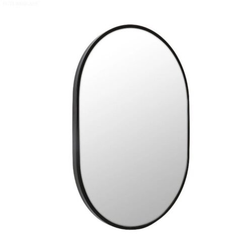 Framed Oval Mirror Matte Brushed Black
