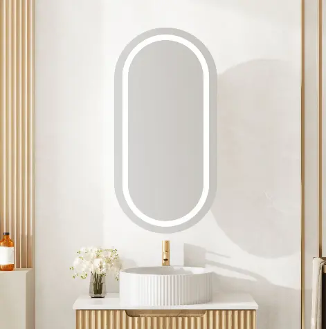 Athena 450*900mm LED Oval Wall Hung Shaving Cabinet - Single Door - Image 3