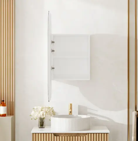 Athena 450*900mm LED Oval Wall Hung Shaving Cabinet - Single Door - Image 2