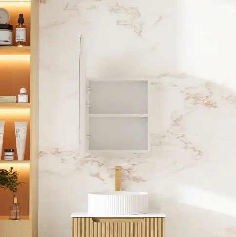 Athena 500*900mm LED Arch Wall Hung Shaving Cabinet - Single Door - Image 2