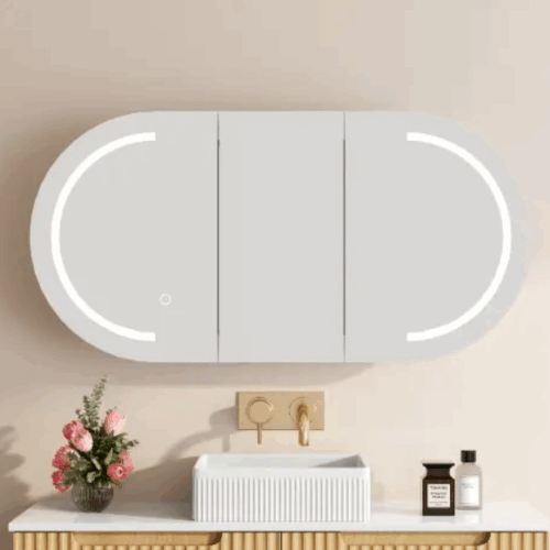 Athena 1200mm LED Oval Wall Hung Shaving Cabinet