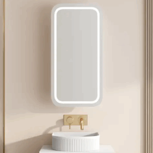 Athena 450*900mm LED Square Wall Hung Shaving Cabinet - Single Door