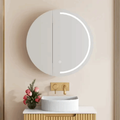 Athena 750mm LED Round Wall Hung Shaving Cabinet - Single Door