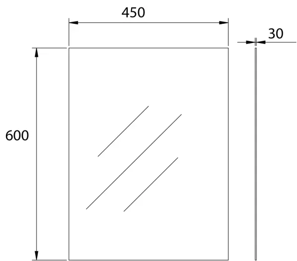 Pencil Edge Plain Mirror 45cm - Image 2
