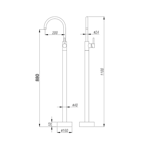 Pentro Free Standing Bath Spout & Mixer - Image 7