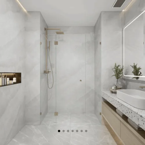 Frameless Pivot Door (Glass to Glass Hinge) 3 Panels Wall to Wall