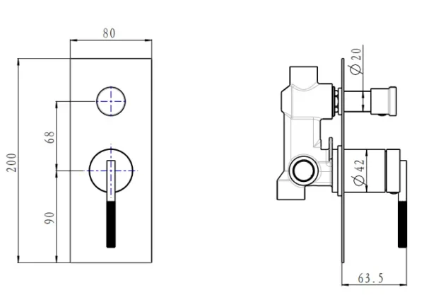Caddence Wall Mixer with Diverter - Image 2