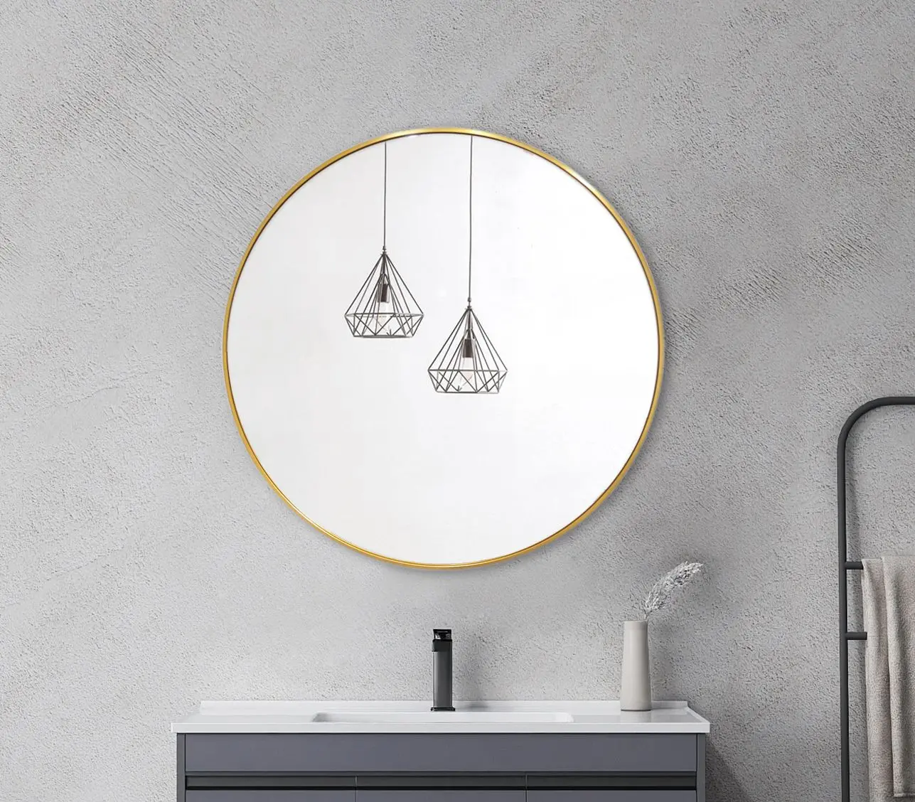 Aluminium Framed Round Mirror 900mm - Image 3